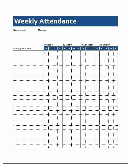 Employee attendance Record Template Fresh Blank attendance Sheet Template Employee Monthly Record