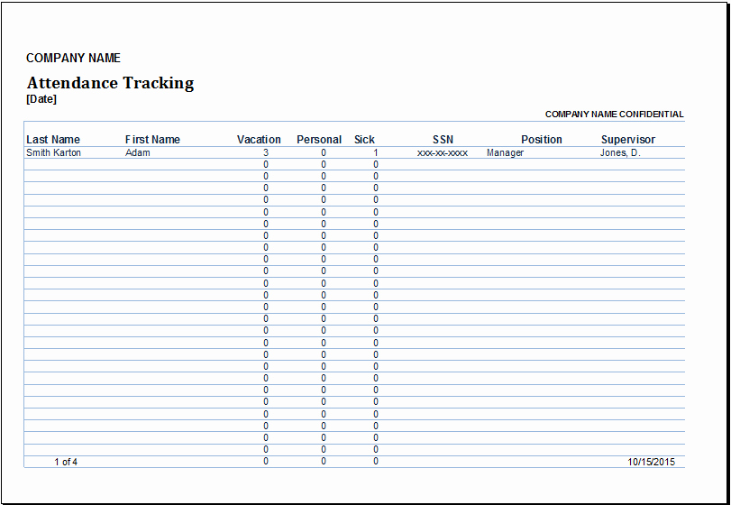 Employee attendance Record Template Fresh Excel Employee attendance Tracker Template
