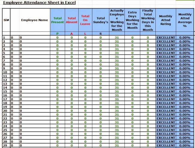 Employee attendance Record Template Inspirational 36 General attendance Sheet Templates In Excel Thogati