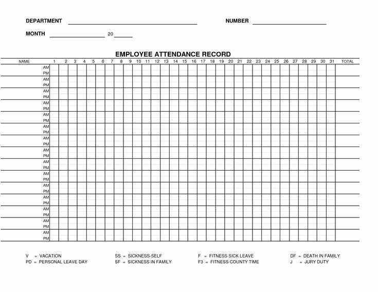 Employee attendance Record Template Luxury Free Work attendance Sheet Template