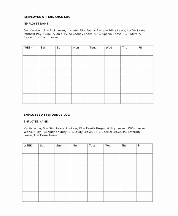 Employee attendance Record Template New attendance Log Templates 9 Free Pdf Documents Download