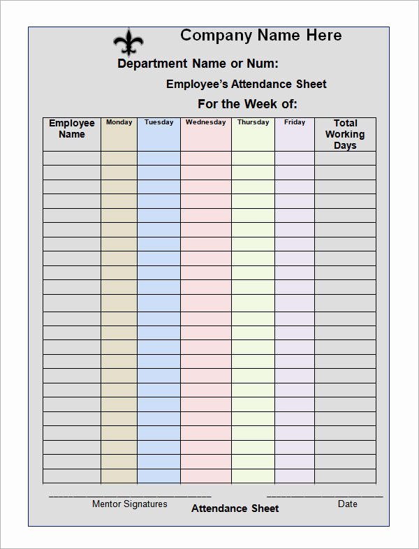 Employee attendance Record Template Unique 16 attendance Sheet Templates Pdf Word Excel