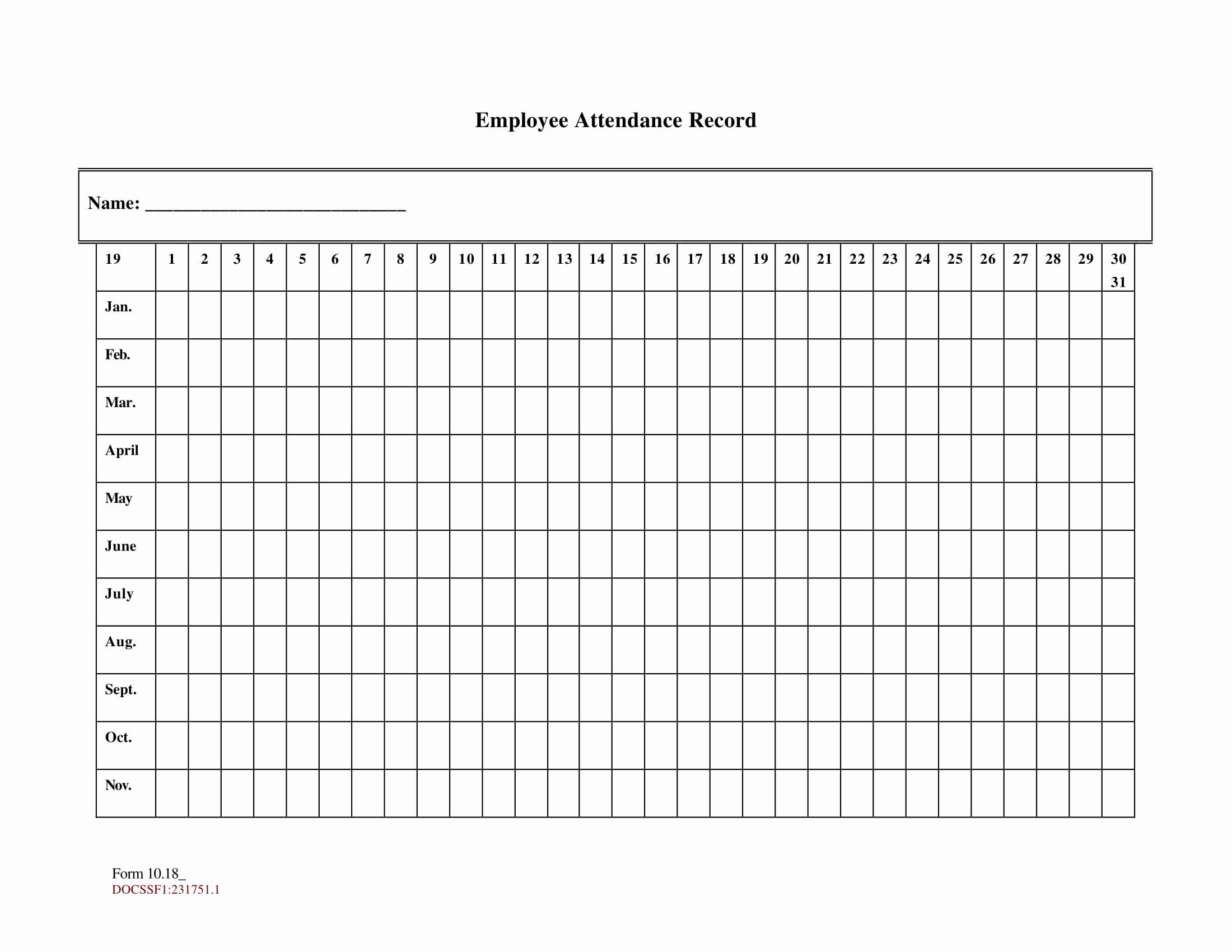 Employee attendance Records Template Inspirational 9 Employee attendance form Examples Pdf Word