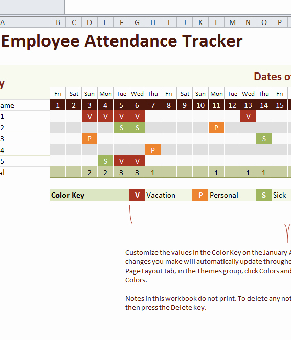 Employee attendance Tracker Template Awesome 2016 Employee attendance Tracker My Excel Templates