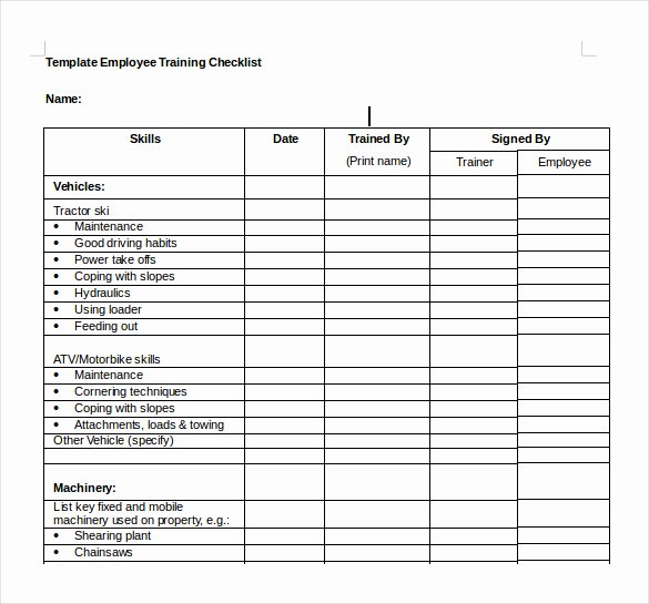 Employee Cross Training Template Inspirational Employee Safety Training Checklist Template Templates