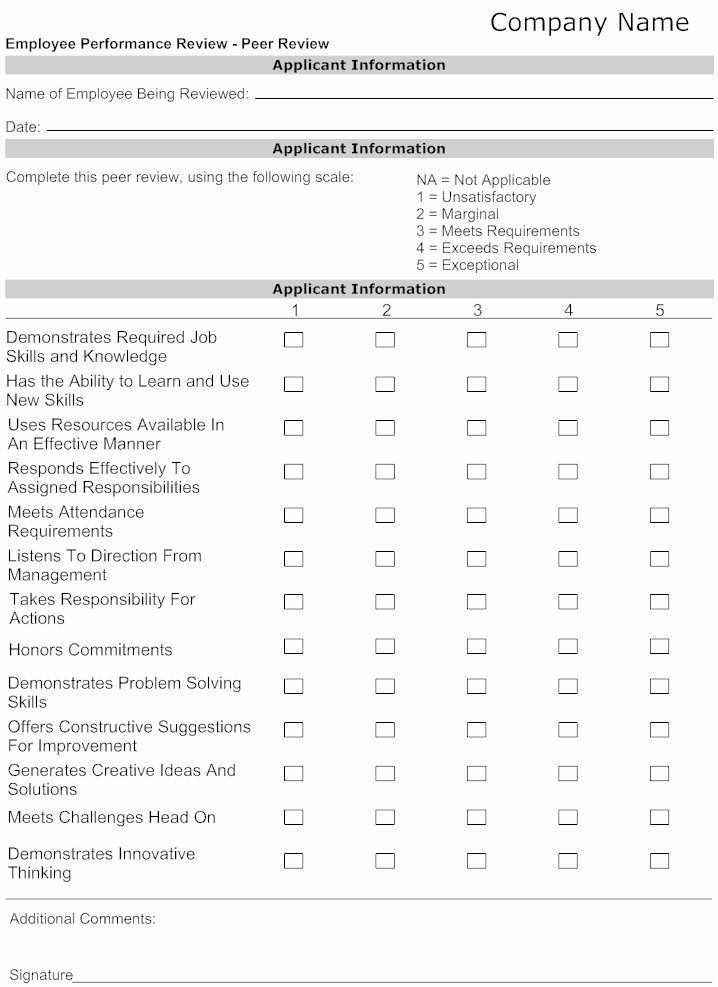 Employee Evaluation form Template Fresh Example Image Employee Performance Review