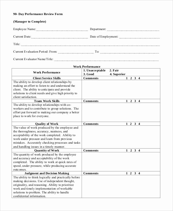 Employee Evaluation form Template Inspirational 8 Sample Performance Reviews