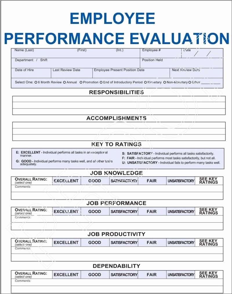 Employee Evaluation form Template Luxury Job Performance Evaluation Frompo 1