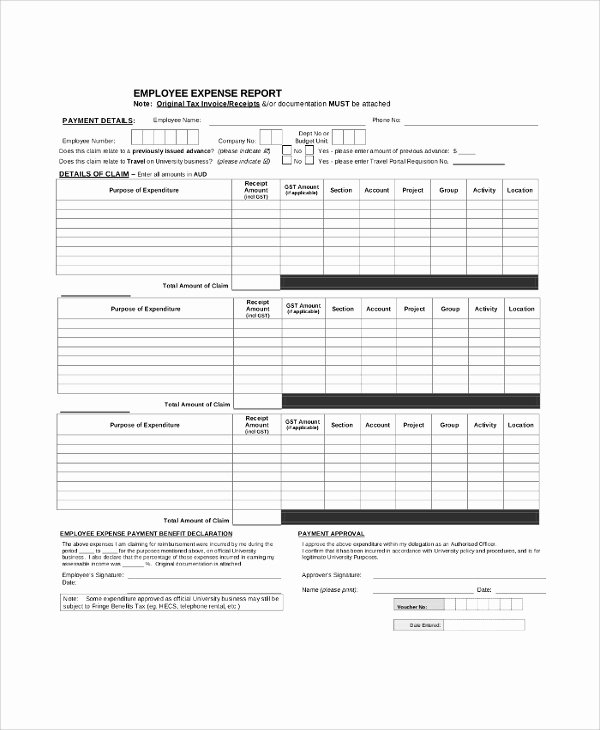 Employee Expense Report Template Awesome 9 Sample Expense Reports – Pdf Doc