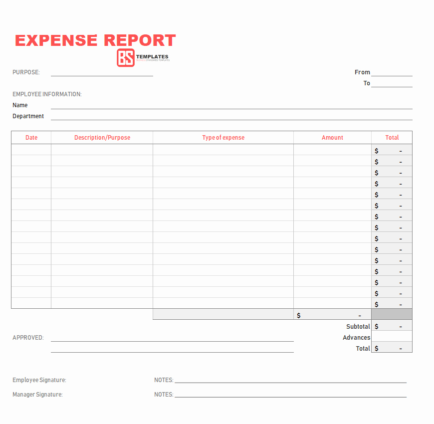 Employee Expense Report Template Fresh 10 Expense Report Template Monthly Weekly Printable