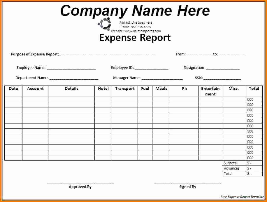 Employee Expense Report Template Fresh Expense Report Templates