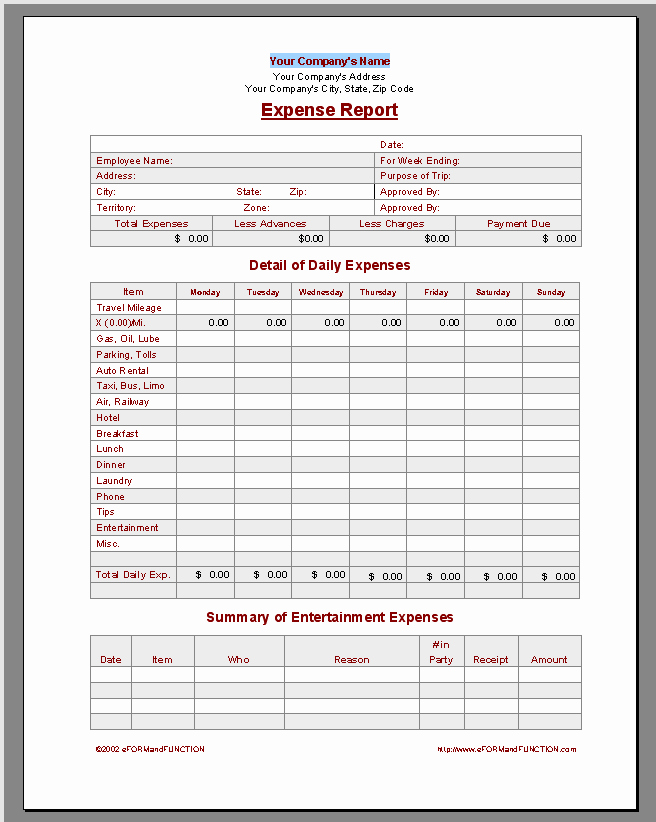 Employee Expense Report Template Unique Expense Report Template Employee Expense Report Templates