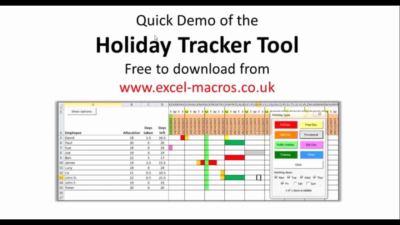 Employee Holiday Schedule Template Fresh Free Employee Annual Leave Tracker tool In Excel Vba