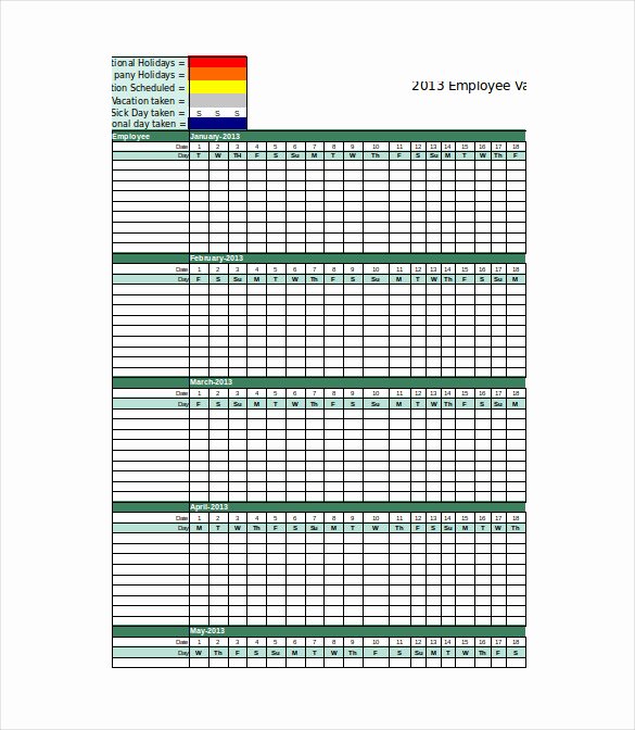Employee Holiday Schedule Template Lovely Vacation Tracking Template – 9 Free Word Excel Pdf