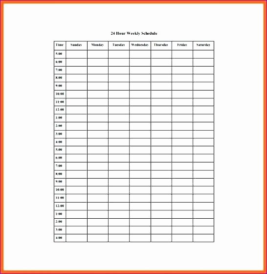 Employee Hourly Schedule Template Awesome Weekly Hourly Schedule Template 24 Hour Maker Planner