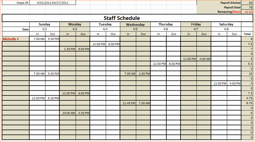 Employee Monthly Schedule Template Inspirational 4 Monthly Schedule Template Excel
