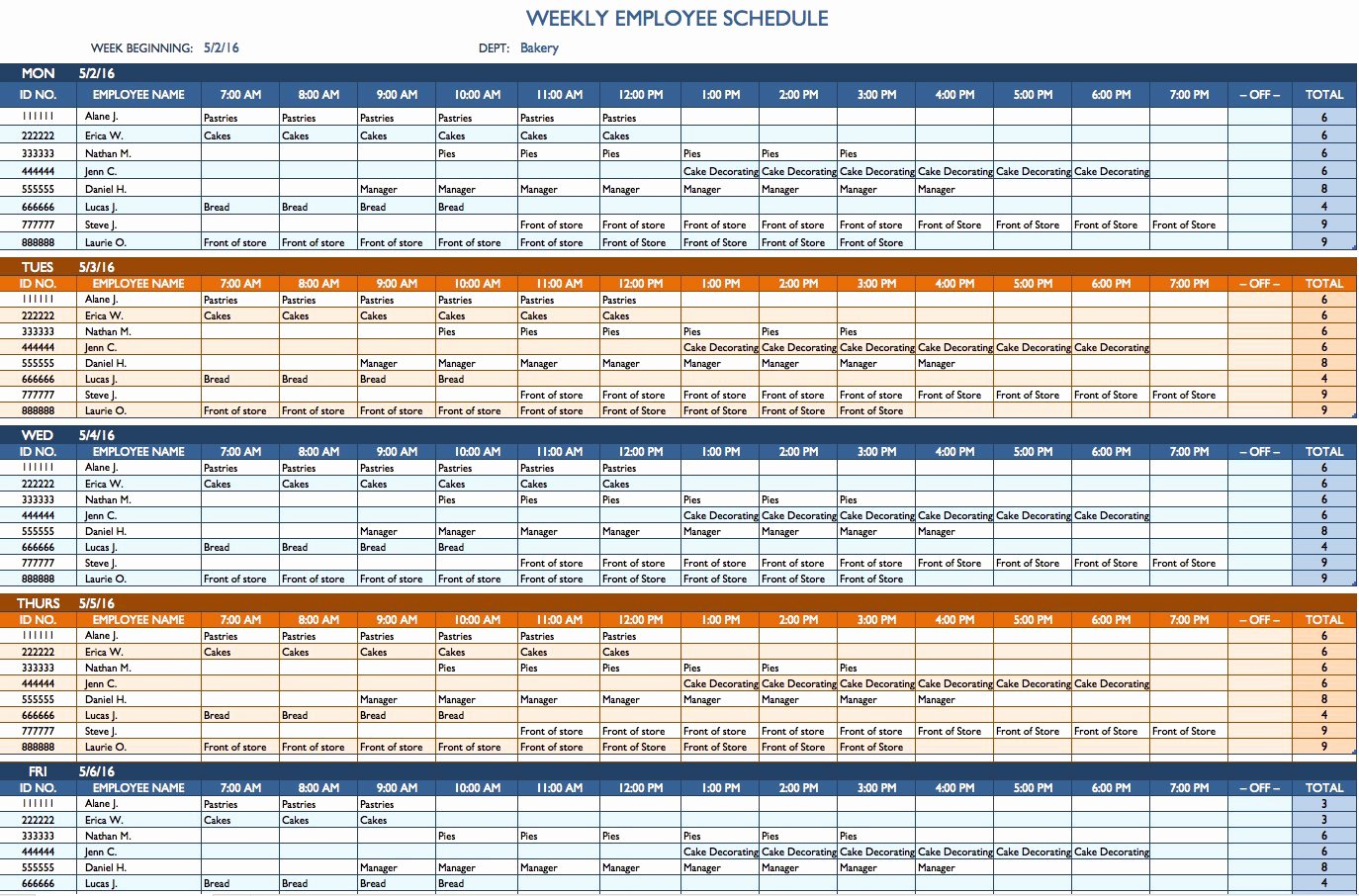 Employee Monthly Schedule Template Inspirational Free Weekly Schedule Templates for Excel Smartsheet