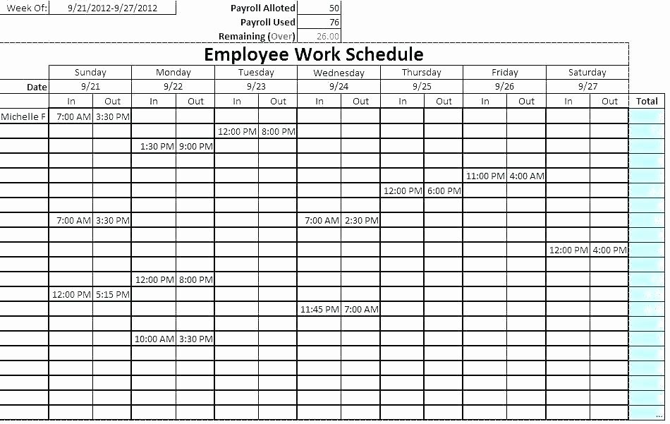 Employee Monthly Schedule Template Inspirational Monthly Duty Roster Template Free Download Excel format