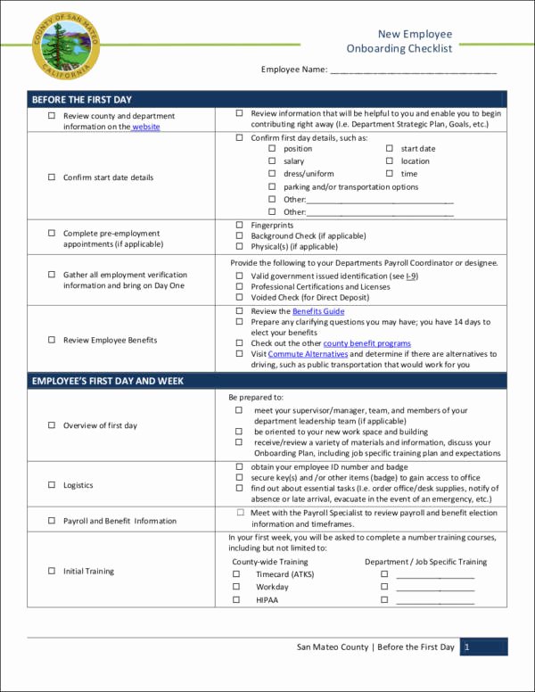 Employee Onboarding Checklist Template Luxury 8 New Hire Checklist Samples &amp; Templates