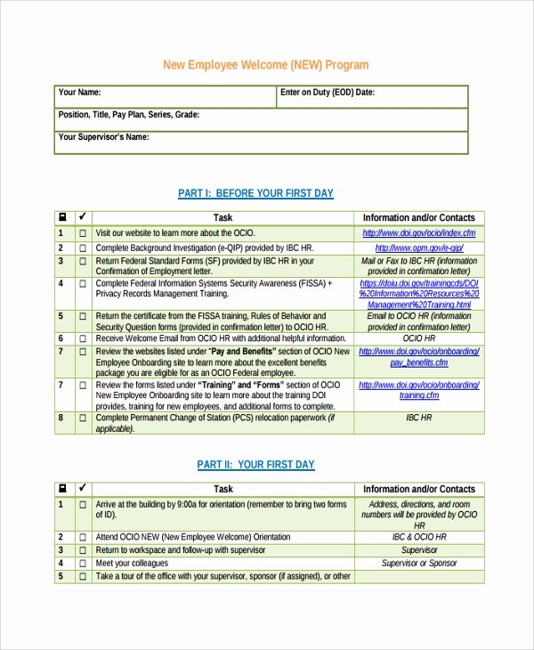 Employee Onboarding Checklist Template New 16 New Employee Checklist Templates