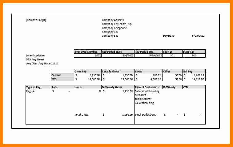 Employee Pay Stub Template Free Awesome 6 Free Blank Pay Stub Template S