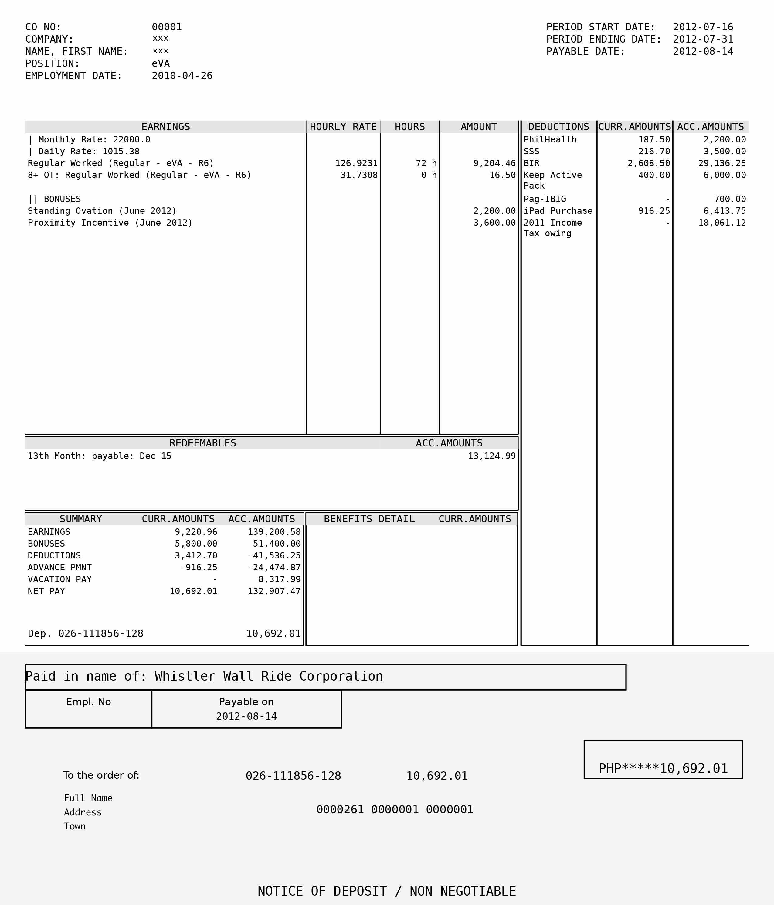 Employee Pay Stub Template Free Fresh Sample Paycheck Stubs with Deductions to Pin On
