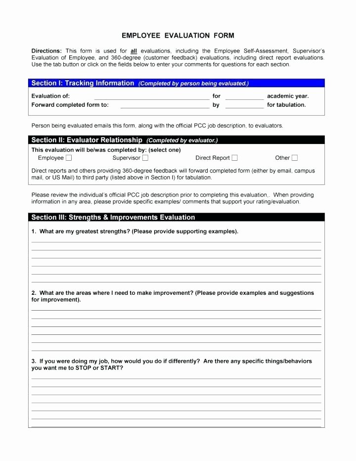 Employee Performance Appraisal form Template Fresh Employee Evaluation Report Template Performance Appraisal