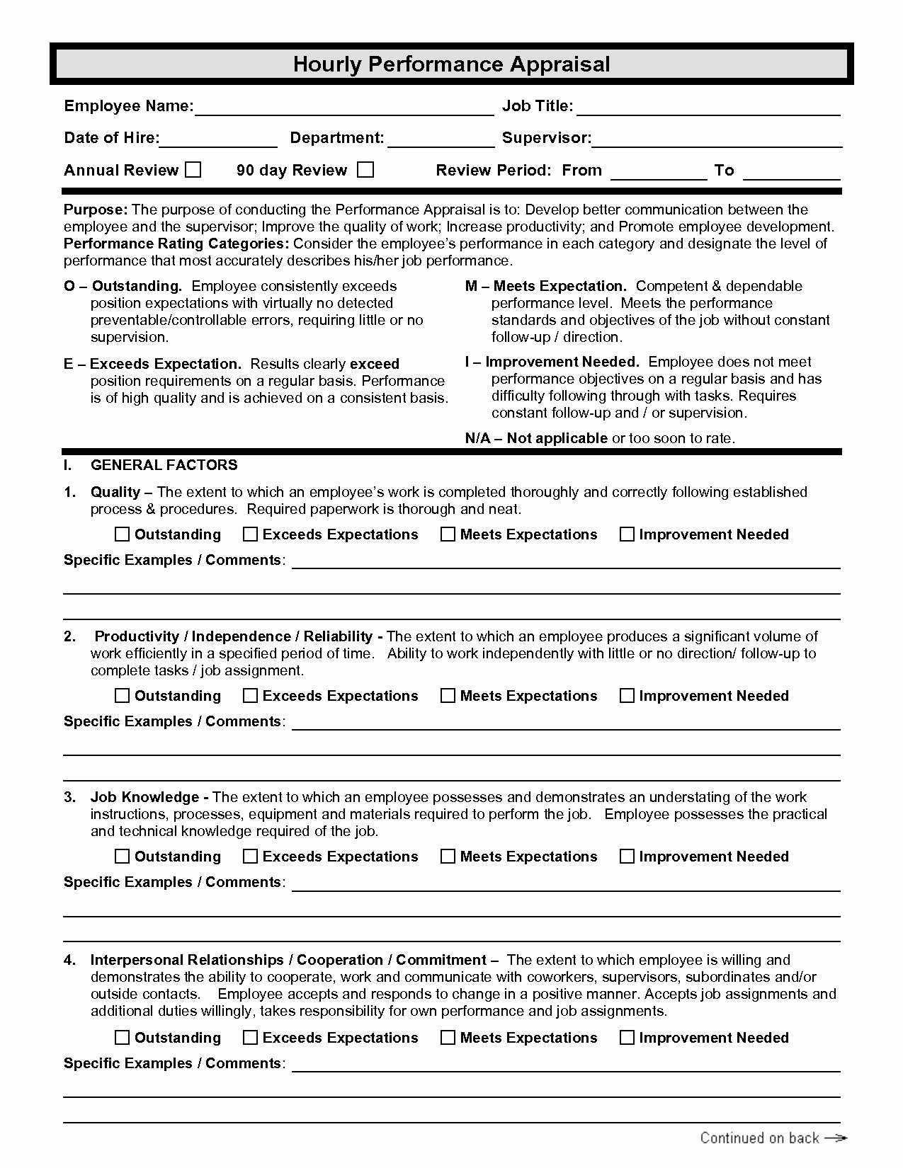 Employee Performance Appraisal form Template Unique Employee Performance Evaluation form Free Download