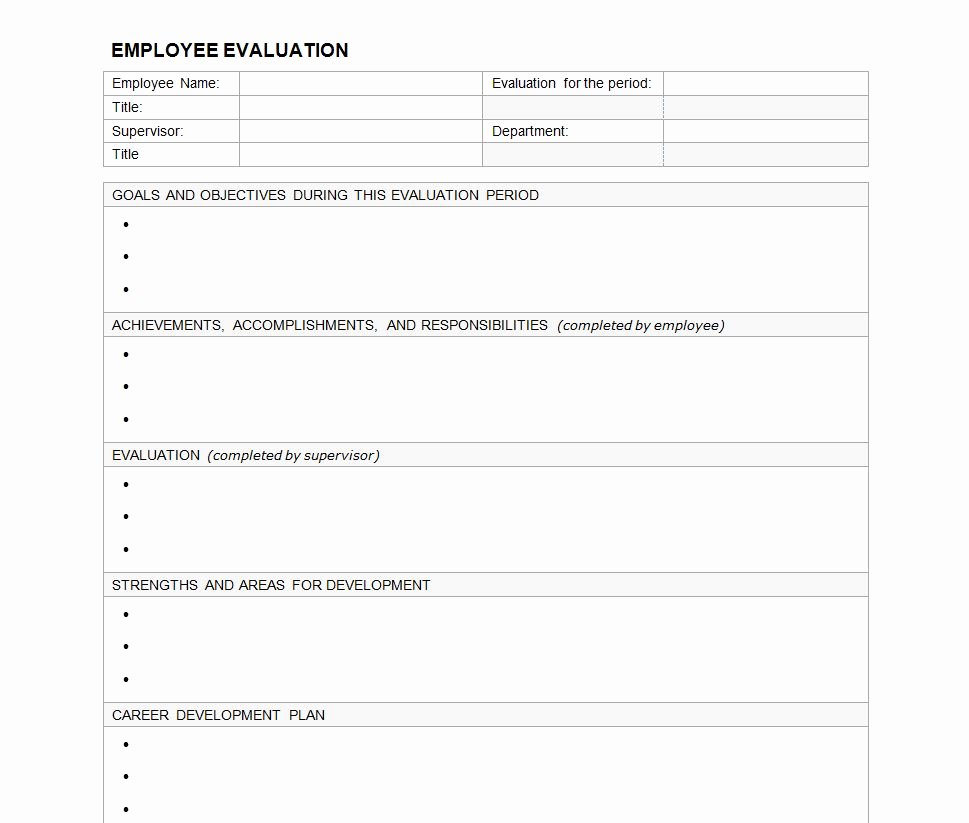 Employee Performance Evaluation Template Awesome Employee Evaluation form