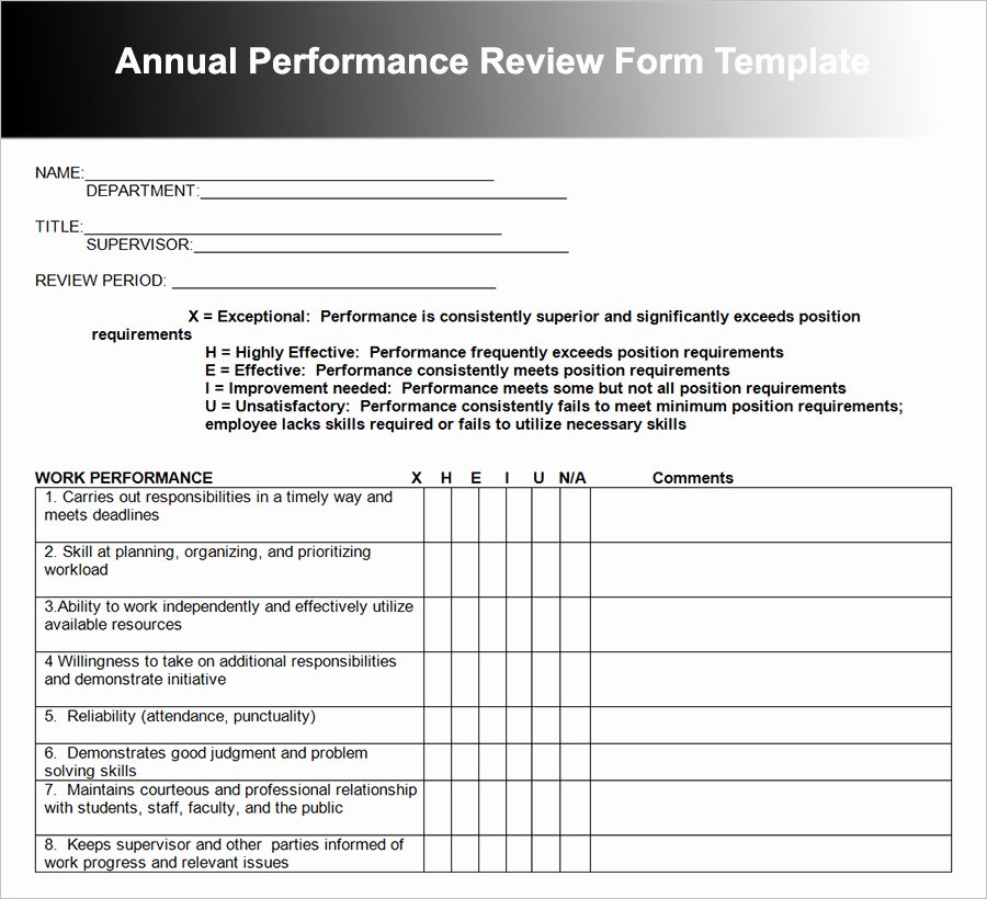 Employee Performance Evaluation Template Best Of Employee Performance Review Template