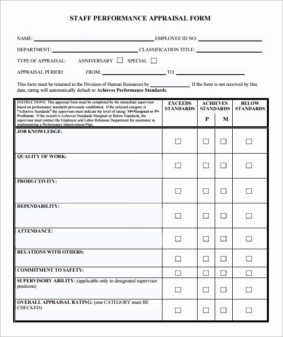 Employee Performance Evaluation Template Inspirational 13 Employee Evaluation form Sample – Free Examples