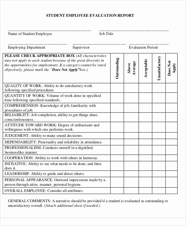 Employee Performance Evaluation Template Luxury Evaluation Report Templates 10 Free Sample Example
