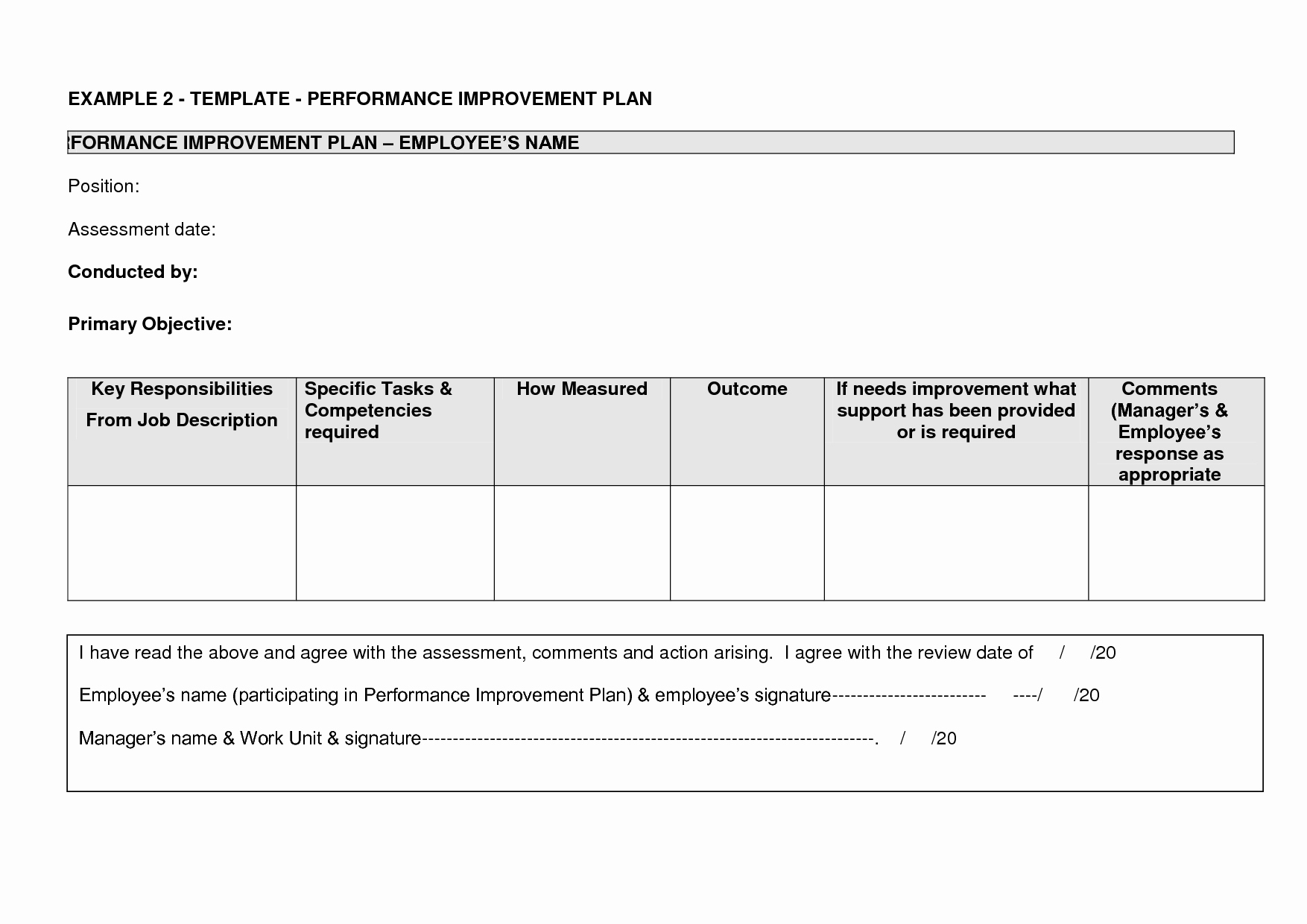 Employee Performance Improvement Plan Template Lovely Sample Action Plan for Performance Improvement
