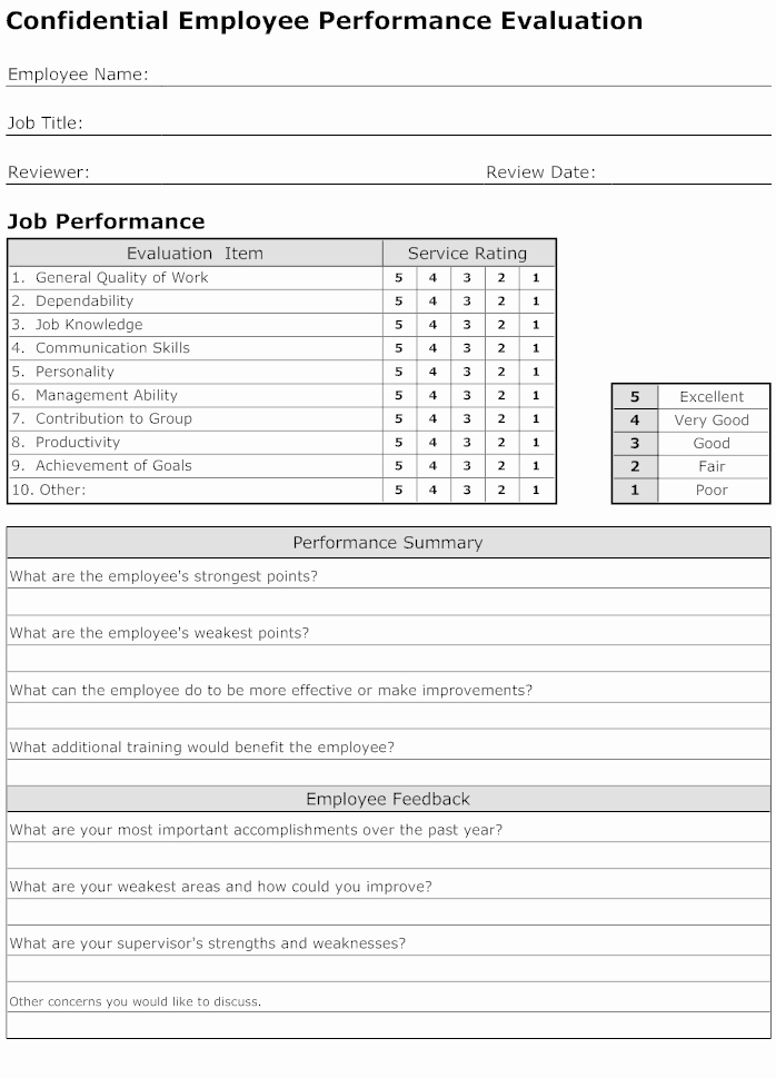 Employee Performance Plan Template Lovely Employee Performance Evaluation form Template Connections