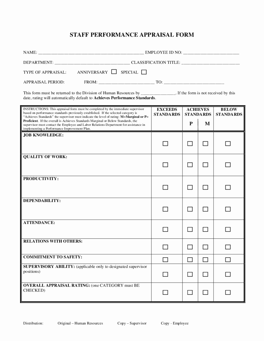 Employee Performance Review Template Pdf Awesome 2019 Employee Evaluation form Fillable Printable Pdf