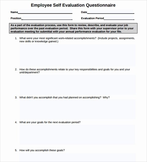 Employee Performance Review Template Pdf Elegant 16 Sample Employee Self Evaluation form Pdf Word Pages