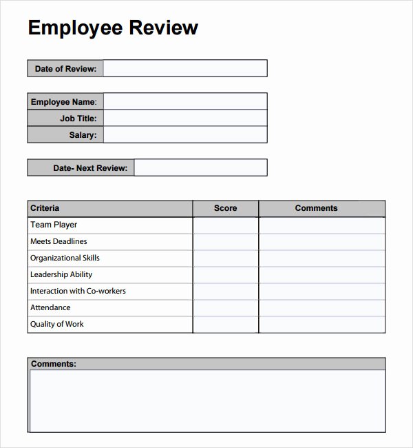 Employee Performance Review Template Pdf Lovely Employee Performance Review Template