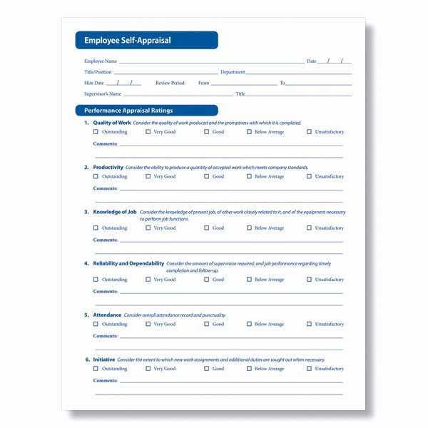 Employee Performance Review Template Pdf Luxury Employee Self Appraisal form In Downloadable format