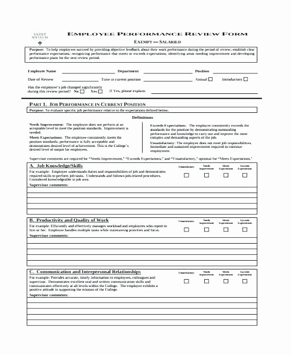 Employee Performance Review Template Pdf Luxury Performance Review form Template Work Appraisal Template