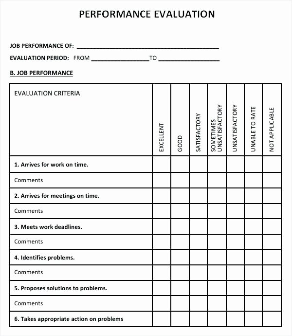 Employee Performance Review Template Word Elegant Performance assessment Template Quarterly Evaluation