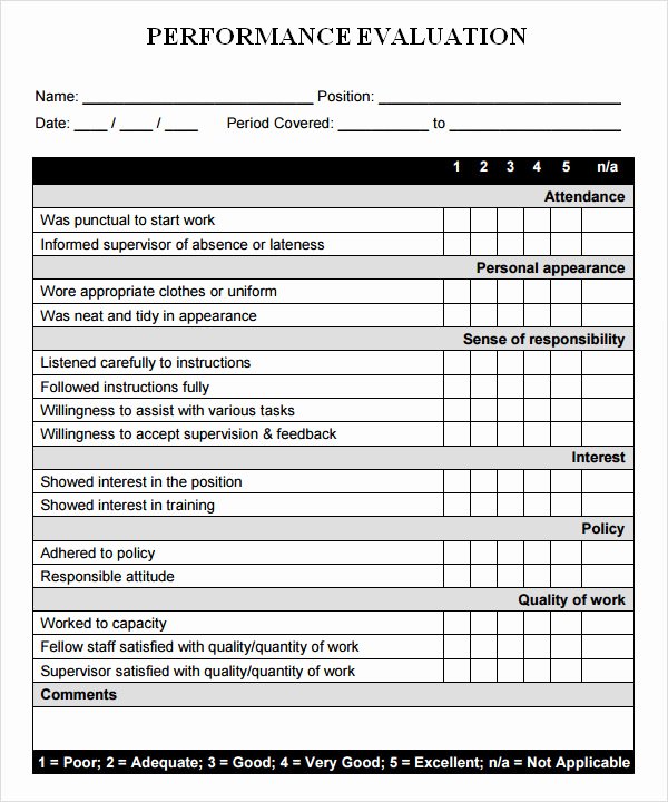 Employee Performance Review Template Word Elegant Performance Evaluation 6 Free Download for Word Pdf