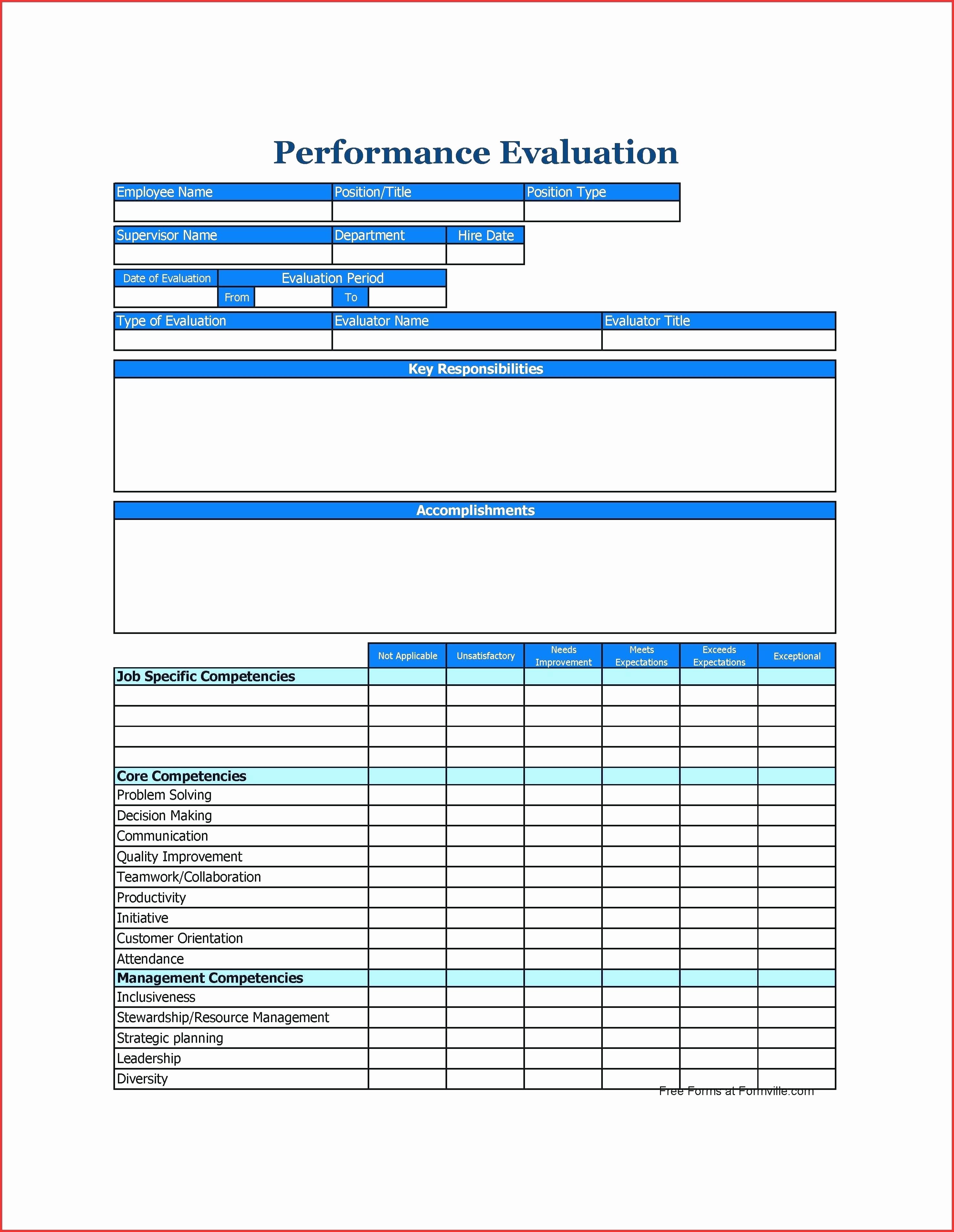 Employee Performance Review Template Word Unique Template Staff Appraisal form Template