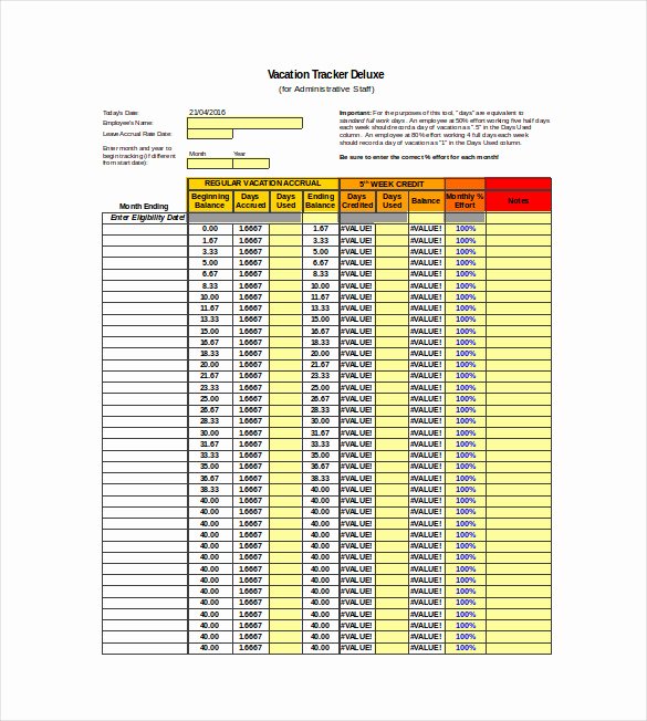 Employee Performance Tracking Template Excel New 7 Vacation Tracking Templates Free Sample Example