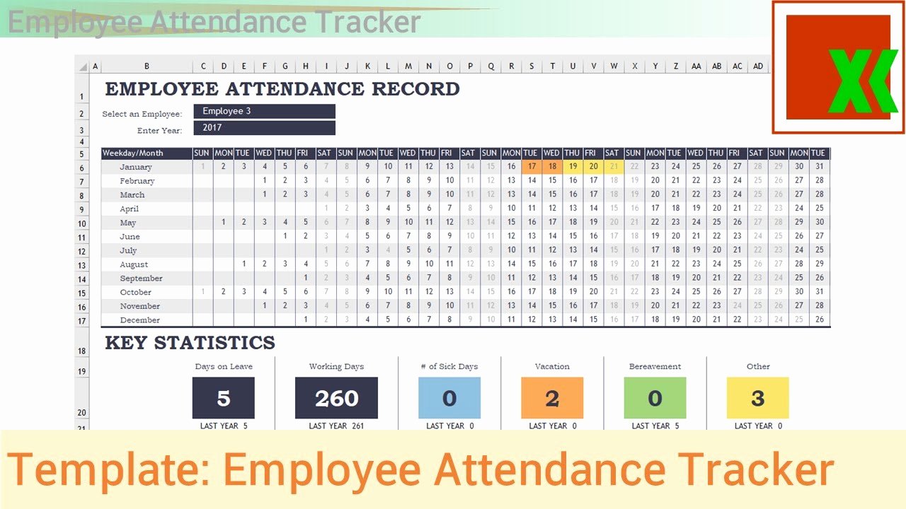 Employee Performance Tracking Template Excel Unique Excel Template Employee attendance Tracker