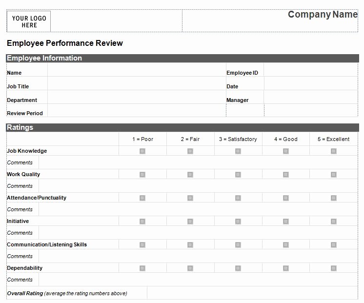 Employee Performance Tracking Template Unique Employee Performance Review Template