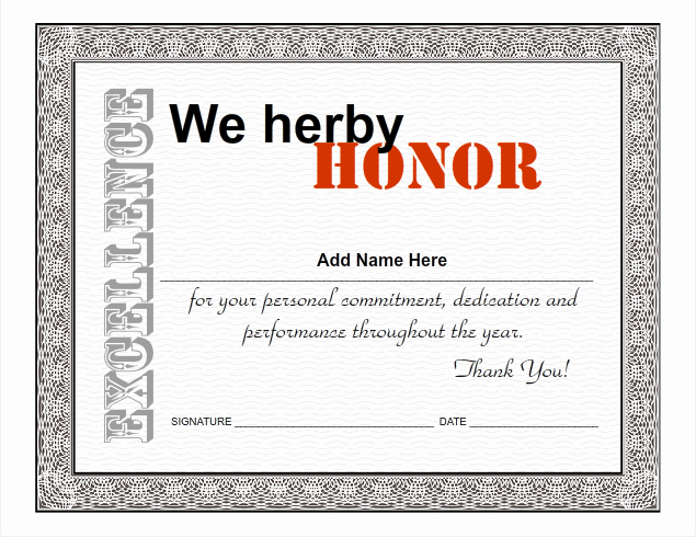 Employee Recognition Award Template Inspirational Employee Award Certificate