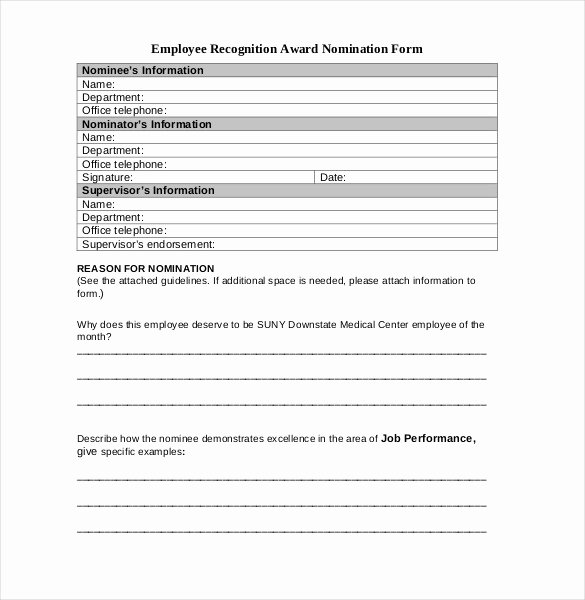 Employee Recognition Award Template Lovely Employee Recognition Awards Template 9 Free Word Pdf