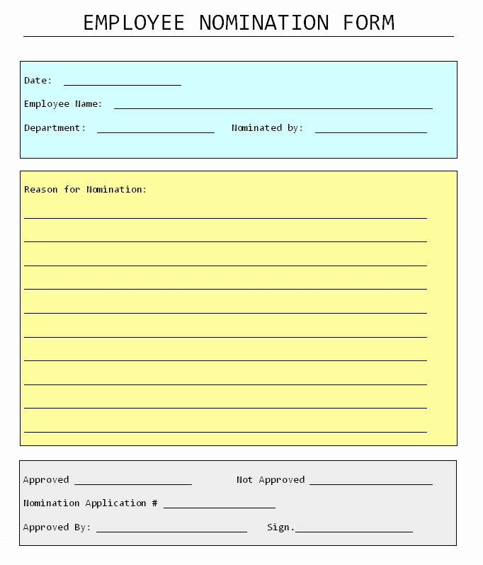 Employee Recognition form Template Best Of Employee Nomination form