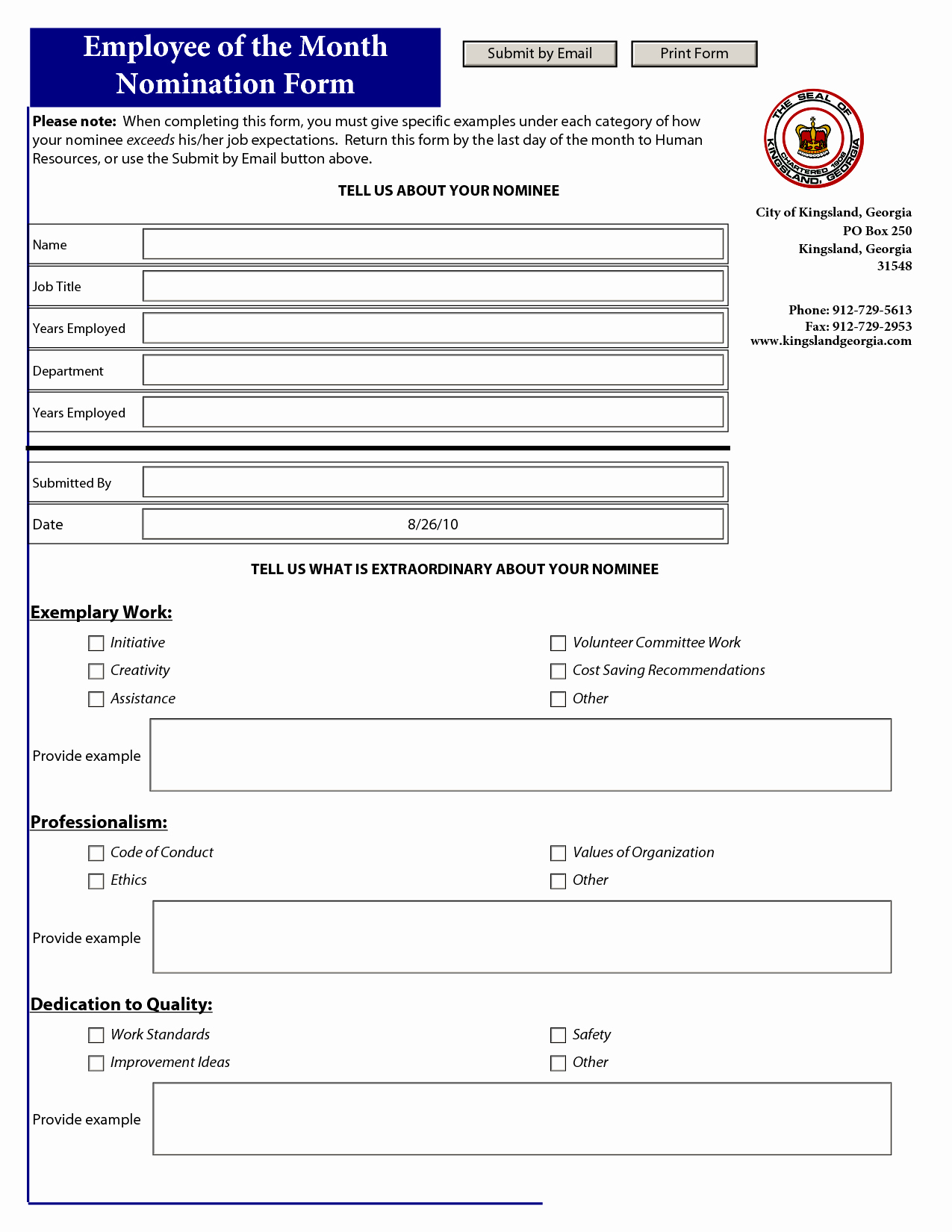 Employee Recognition Nomination form Template Beautiful Employee Of the Month Nomination Template Pdf
