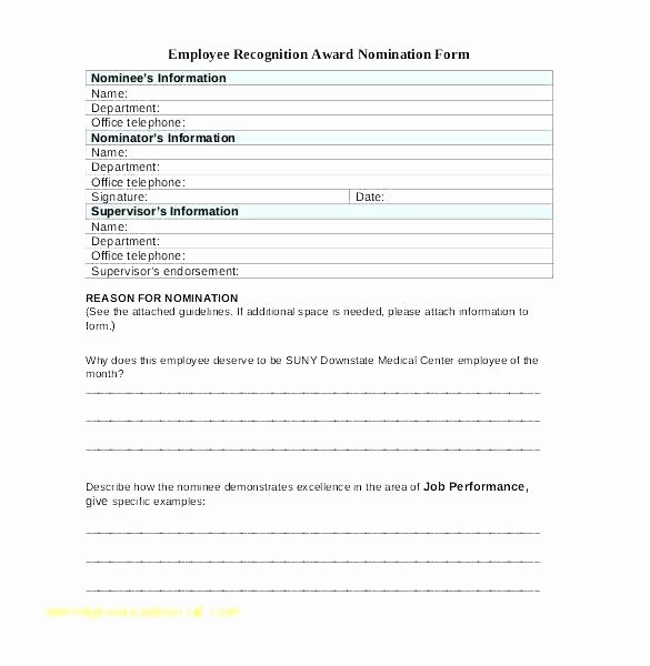 Employee Recognition Nomination form Template Luxury Employee Recognition form Template – Arabnormafo